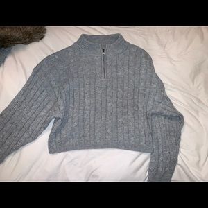 Knit cropped quarter zip